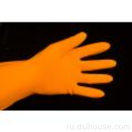 Оранжевый цвет бытовых латексных перчаток (LISON-HG004)